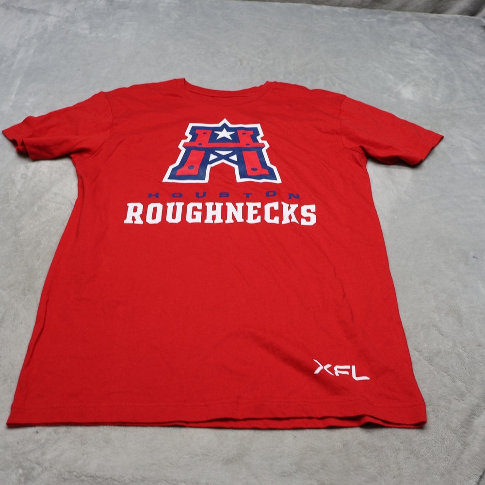 Houston Roughnecks Shirt Mens Medium XFL Red Football Short Sleeve Crewneck